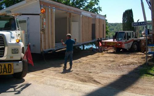 Modular home being built